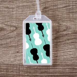 Cello Musical Instrument Case ID Luggage Tag | Teal and Black