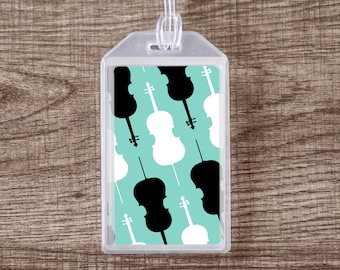 Cello Musical Instrument Case ID Luggage Tag | Teal and Black
