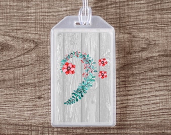 Bass Clef Floral Musical Instrument Case ID Luggage Tag