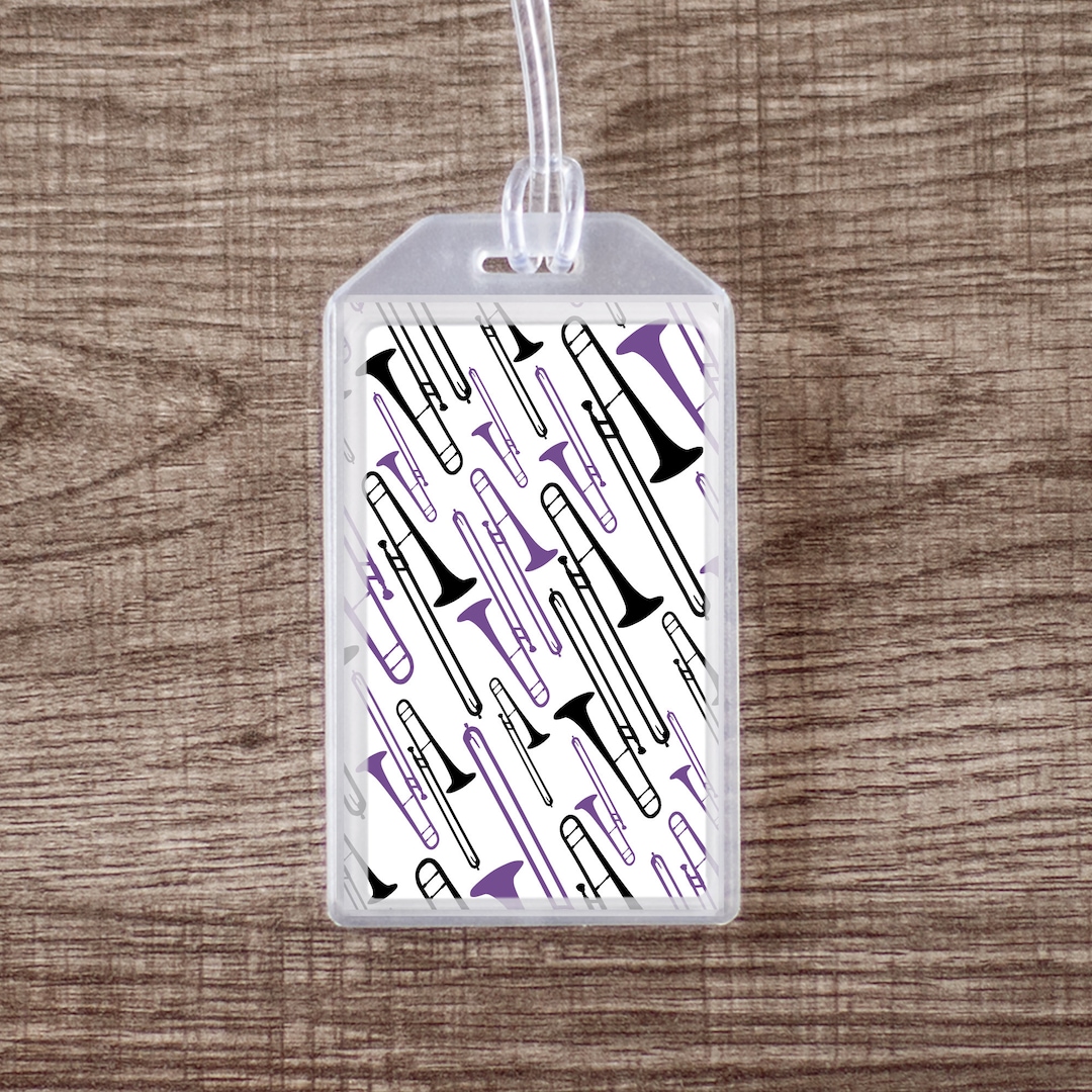 Custom Instrument Case Tags Musical Instrument Case ID Luggage Tag for Trombone - Purple and Black ...