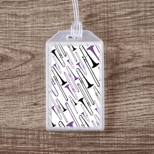 Musical Instrument Case ID Luggage Tag for Trombone - Purple and Black