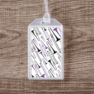 Musical Instrument Case ID Luggage Tag for Trombone Purple and Black image 1