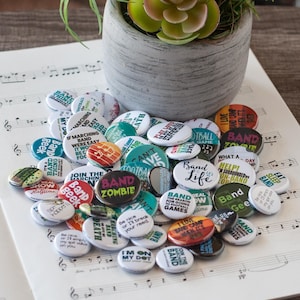 Marching Band Buttons - Multi Size Set of 56 Marching Band and Music Buttons