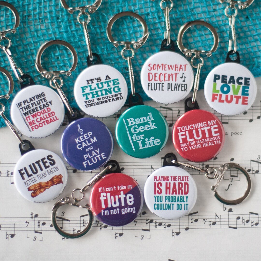 Flute Keychains | Gift Set of Ten Music & Marching Band Themed Button ...