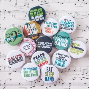 Juego de 14 divertidos botones o imanes de 1,25" con temática de banda de música y música/regalo de músico