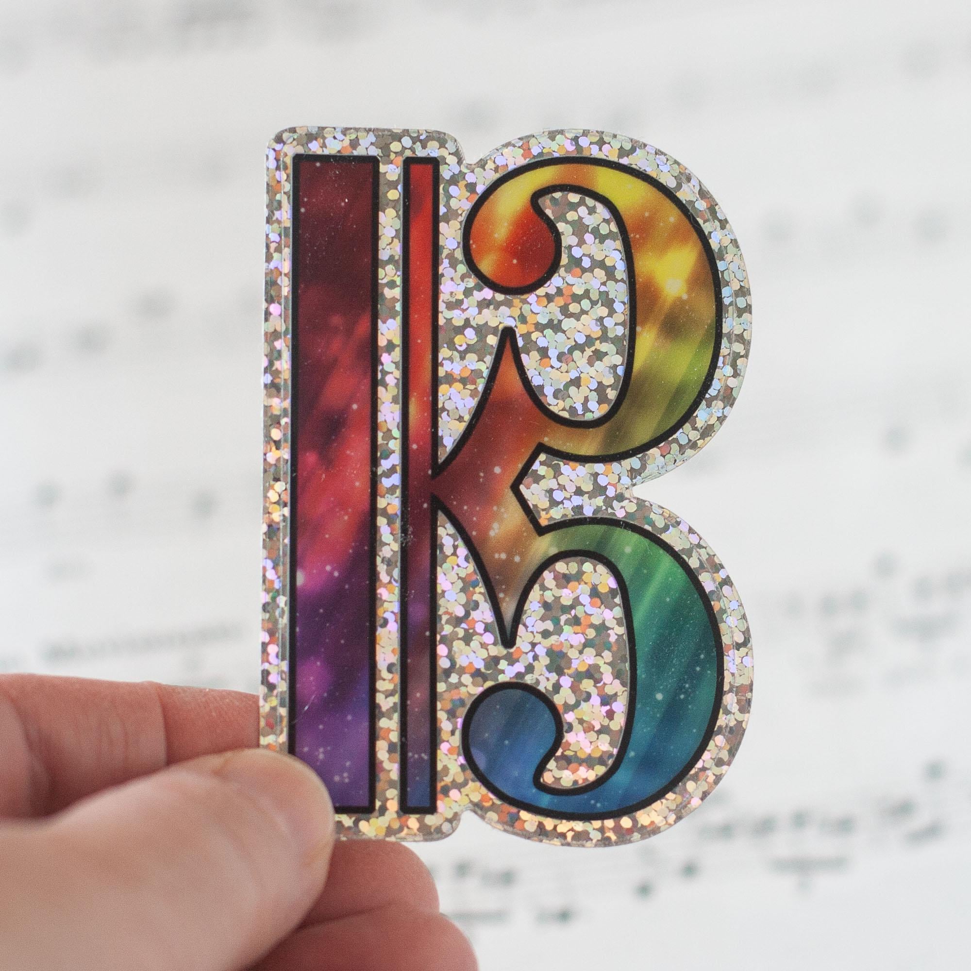 Alto Clef Sticker | Rainbow Glitter Holographic Stickers for Musicians ...