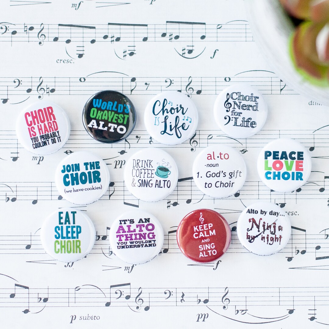 Alto and Choir Buttons / Singer Vocalist / Set of 12 Alto 1