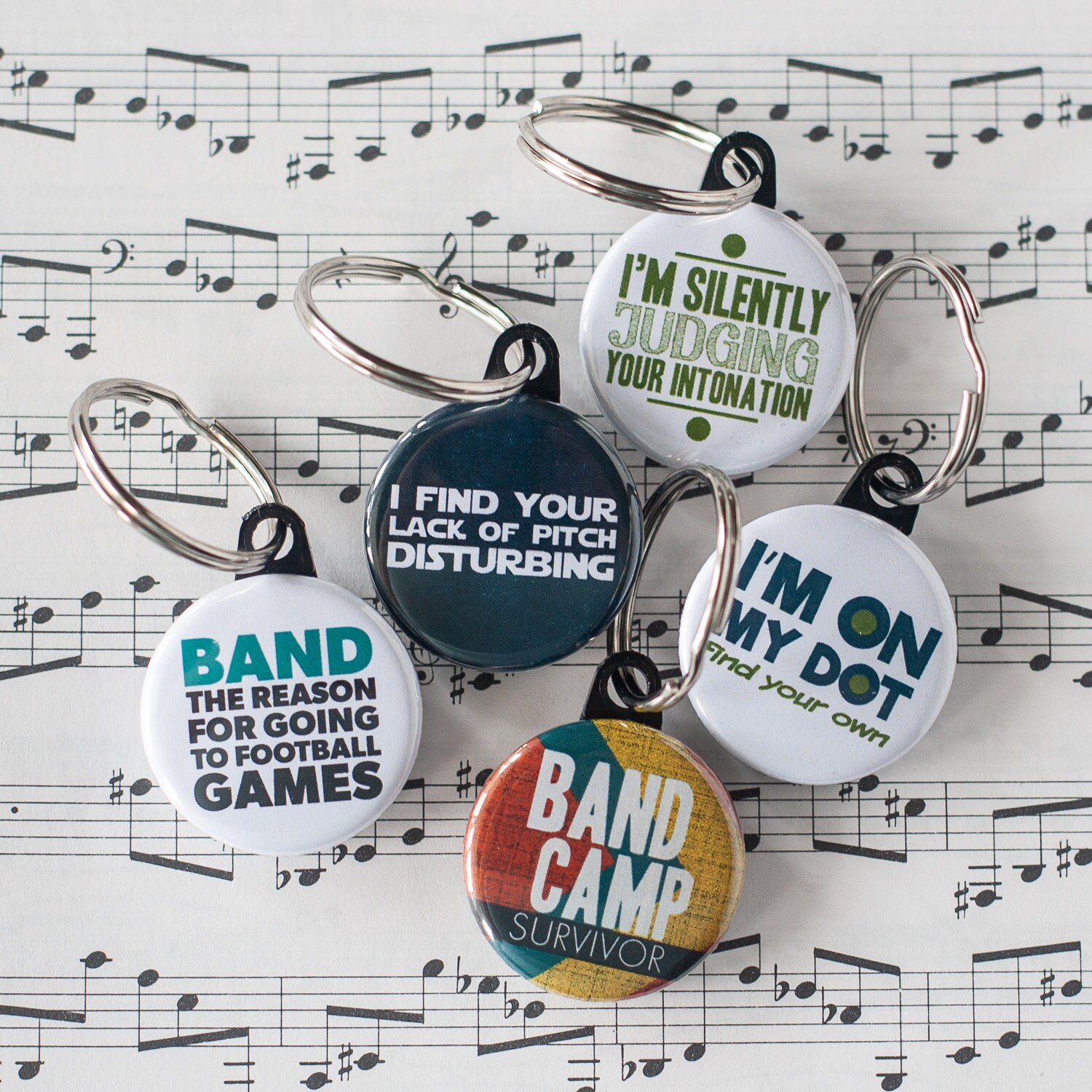 Gift Set of Five Marching Band Music Themed Button Keychains Etsy