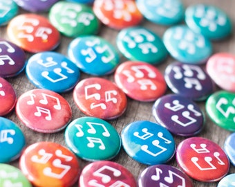 Set of 35 Colorful Music Note Buttons or Magnets | Music Teachers | Student Gift Incentive