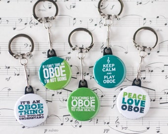 Oboe Keychains | Set of Five Music Themed Student Gifts | 1.25" Size