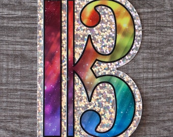 Alto Clef Sticker | Rainbow Glitter Holographic Stickers for Musicians