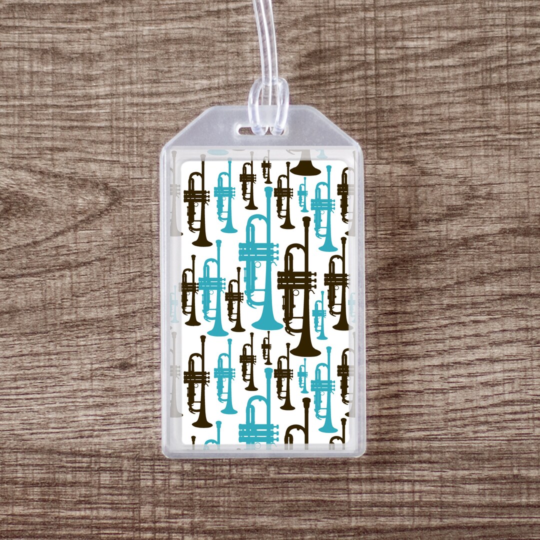Custom Instrument Case Tags Musical Instrument Case ID Luggage Tag for Trumpet - Blue and Brown - Etsy