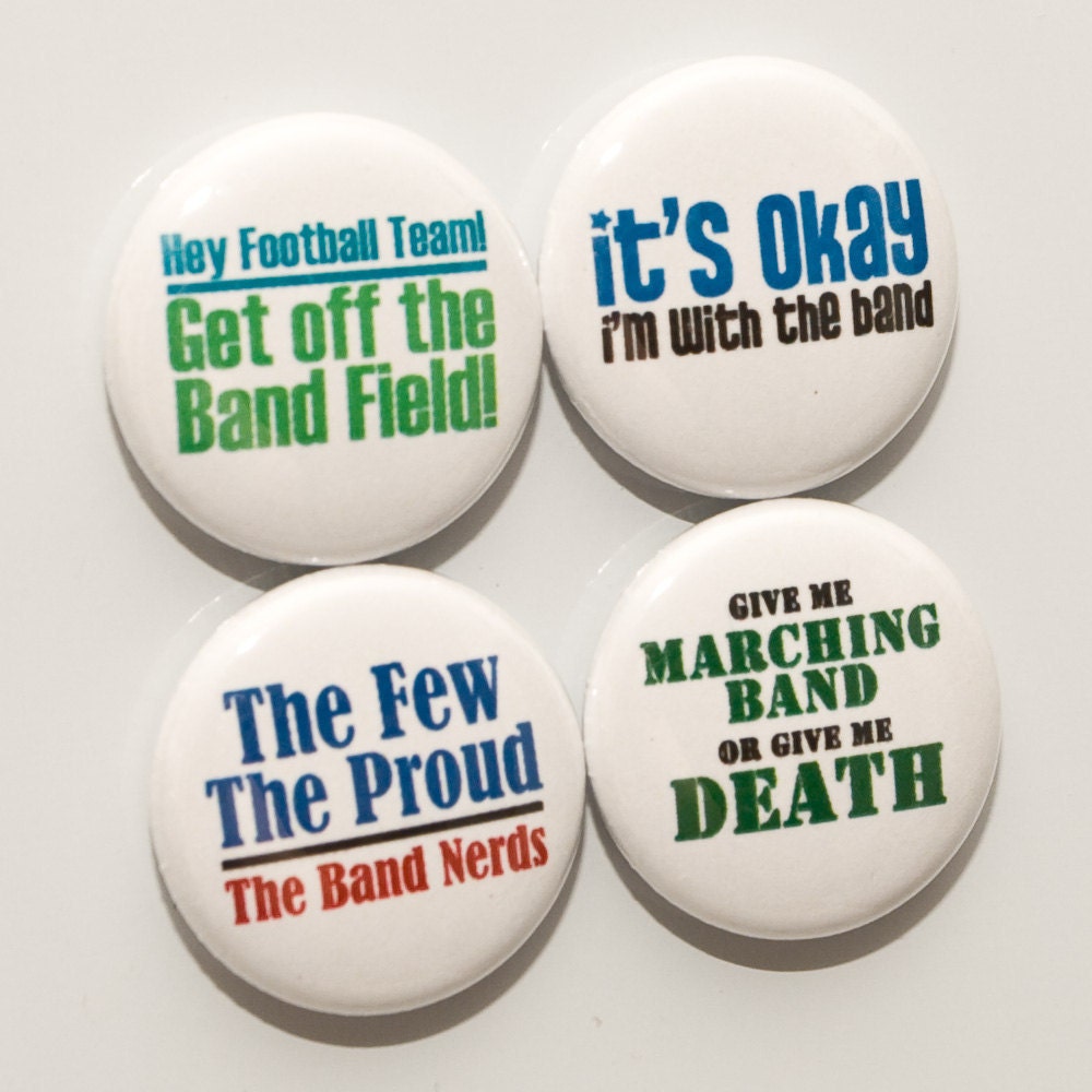 Four Funny Marching Band One Inch Size Pinback Buttons or Etsy