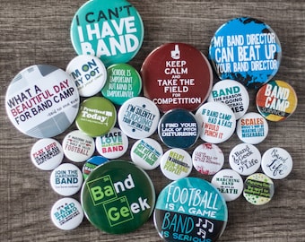 Marching Band Buttons - Multi Size Set of 28 Marching Band and Music Buttons