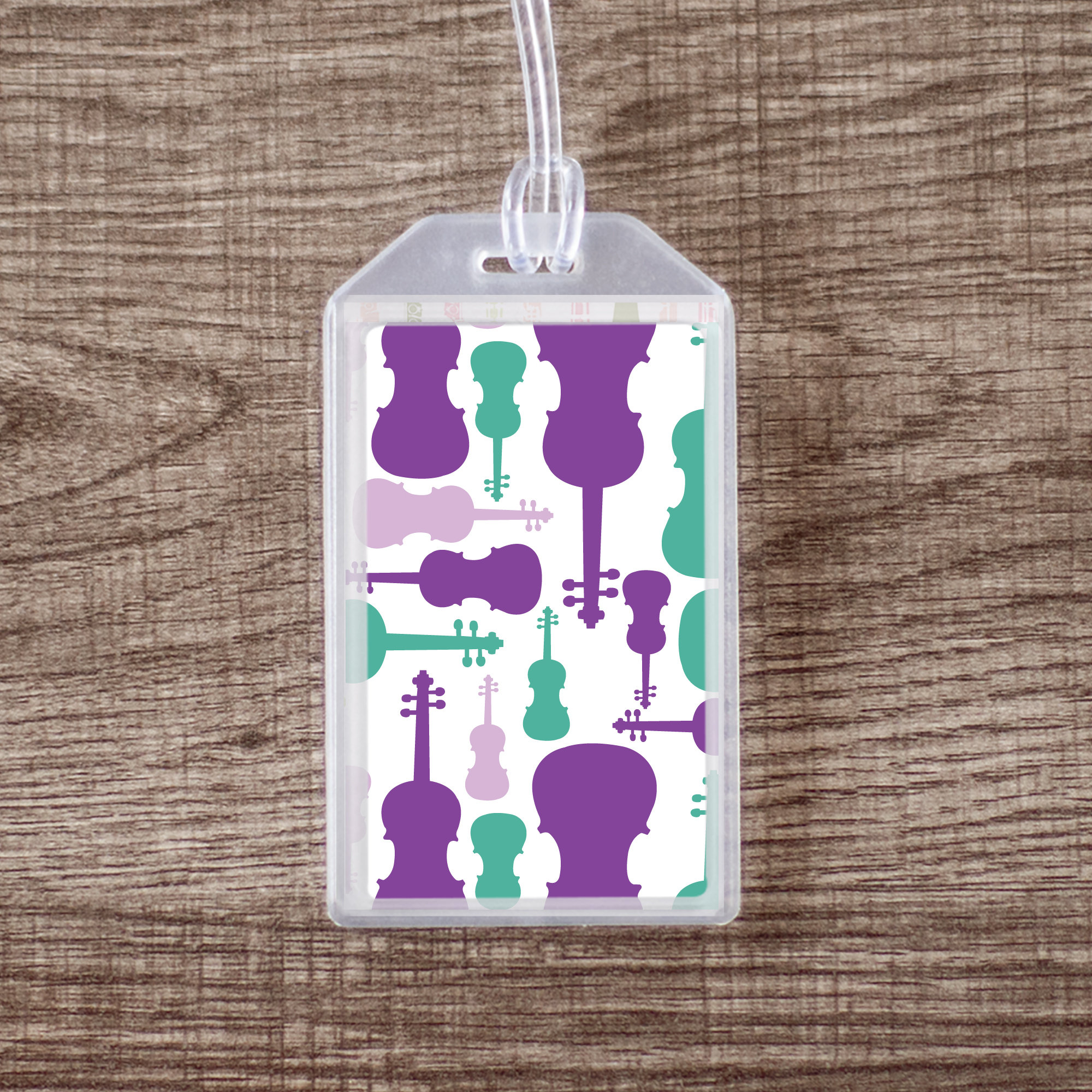 Custom Instrument Case Tags Luggage Tag or Instrument Case ID for Violin Players | Purple and Teal ...