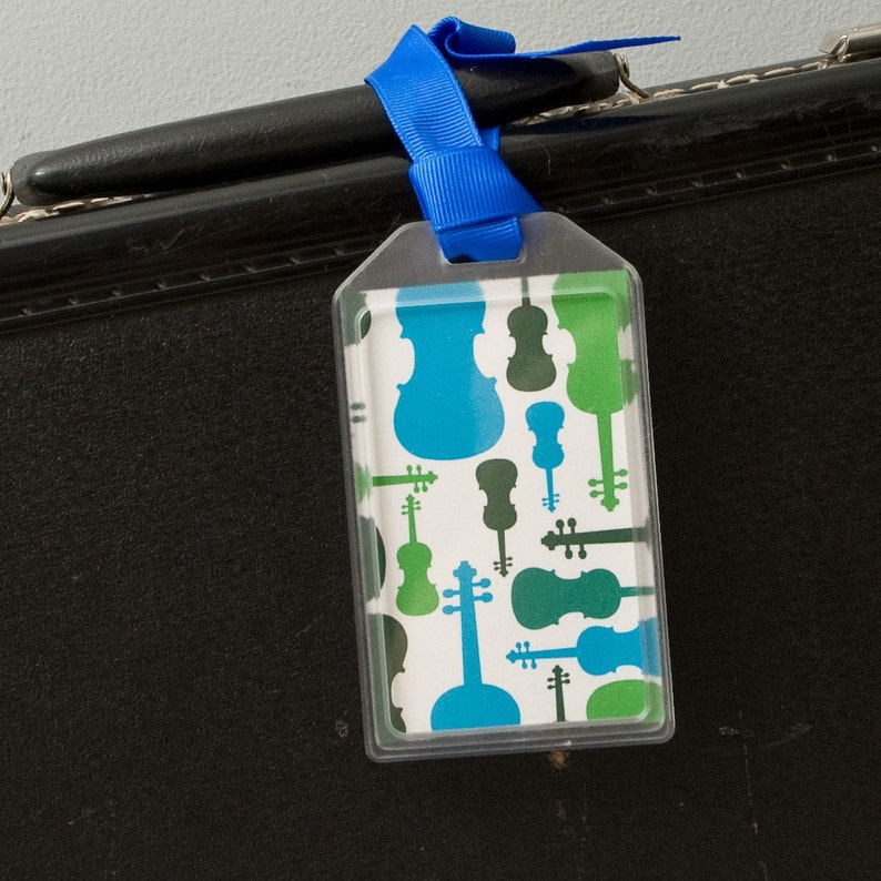 Violin Musical Instrument Case ID or Luggage Tag Blue and Etsy