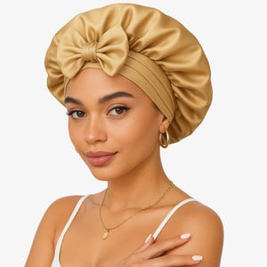 Silk Bonnet for Curly, Wavy & Straight Hair – Adjustable Sleep Cap for Women | Anti-Frizz Hair Protection | 100% Mulberry Silk Night Hat