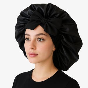 Silk Bonnet for Curly, Wavy & Straight Hair – Adjustable Sleep Cap for Women | Anti-Frizz Hair Protection | 100% Mulberry Silk Night Hat