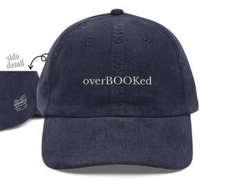 Embroidered Corduroy Book Lover Hat: Vintage Style Bookish Cap