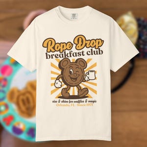 Rope Drop Waffle Club Tee | Retro Breakfast Comfort Colors Shirt for Disney