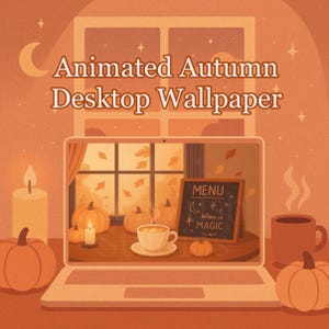 Cozy Thanksgiving Cafe Desktop Wallpaper: Animated & Static Computer Background (Digital Download)
