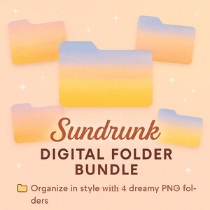 Aesthetic Folder PNG Set 4 Adorable Icon Theme Set for Desktop, Planner, & More – Soft Girl Folder Icons - Digital Bundle for Planner Lovers