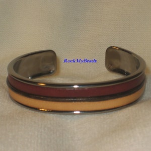 Rich Brow Bracelet, Tan and Dark Brown Leather Cuff, brown cuff bracelet, tan cuff bracelet, gift for her