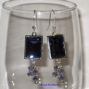 Purple Crystal Drop Earrings w/ Swarovski Tanzanite AB Bicone Crystals,Earrings,Jewelry,Purple Earrings,Bridal Jewelry,Elegant Earrings