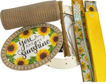DIY sunflower wreath kit, Sunshine Home decor, beginner wreath kit, wreath making supplies