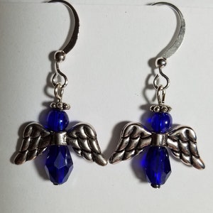 Dark Blue Angel Earrings,Earrings,Jewelry,Earrings,Crystal Angel Earrings,Crystal Earrings,Angel Earrings,Child Earrings,Earrings With Wings