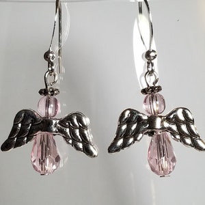 Pink Angel Earrings,Earrings,Jewelry,Earrings,Crystal Angel Earrings,Crystal Earrings,Angel Earrings,Child Earrings,Earrings With Wings