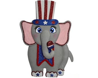 Patriotic elephant wreath attachment, patriotic attachment & wall décor, Americana decor, Republican party elephant symbol, patriotic decor