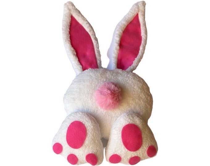 Large Stuffed Easter Bunny Butt With Posable Ears Wreath Attachment in