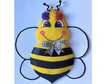 Queen Bumblebee Wreath Attachment: Felt Floral Wall Decor