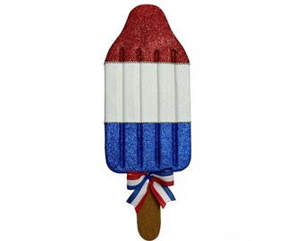Glittered Patriotic Popsicle: Americana Summer Wreath Attachment