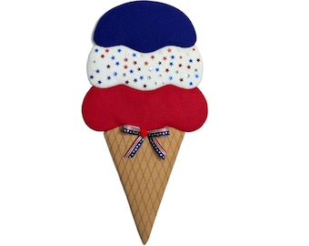 Patriotic ice cream cone wreath attachment and wall décor, Americana ice cream cone, ice cream summer treats, patriotic decoration