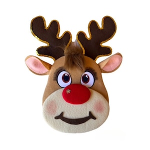 Reindeer whimsical wreath attachment with glittered antlers and lush eyelashes,