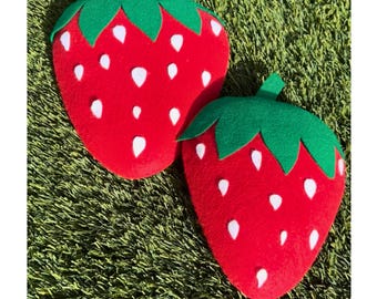 Stuffed felt strawberry wreath attachment set, wall décor, faux strawberry fruit, summer front door decor