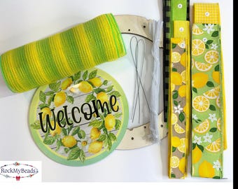 Lemon Welcome Wreath Kit: Yellow & Green DIY Front Door Decor