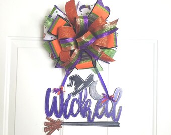 Wicked Halloween Decoration, Wicked Halloween Front Door Decoration, Festive Decor, Door Décor, Front Door Decor, Halloween Bow, Halloween