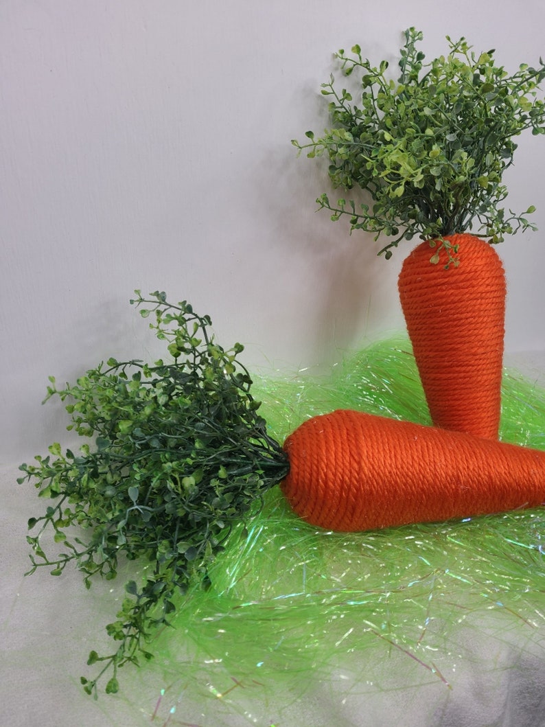 Large Orange Carrot for Wreath Attachments or Easter decor, Carrot, Chunky Carrot, Carrot with Greenery, Faux Carrot, Easter Decorations image 7