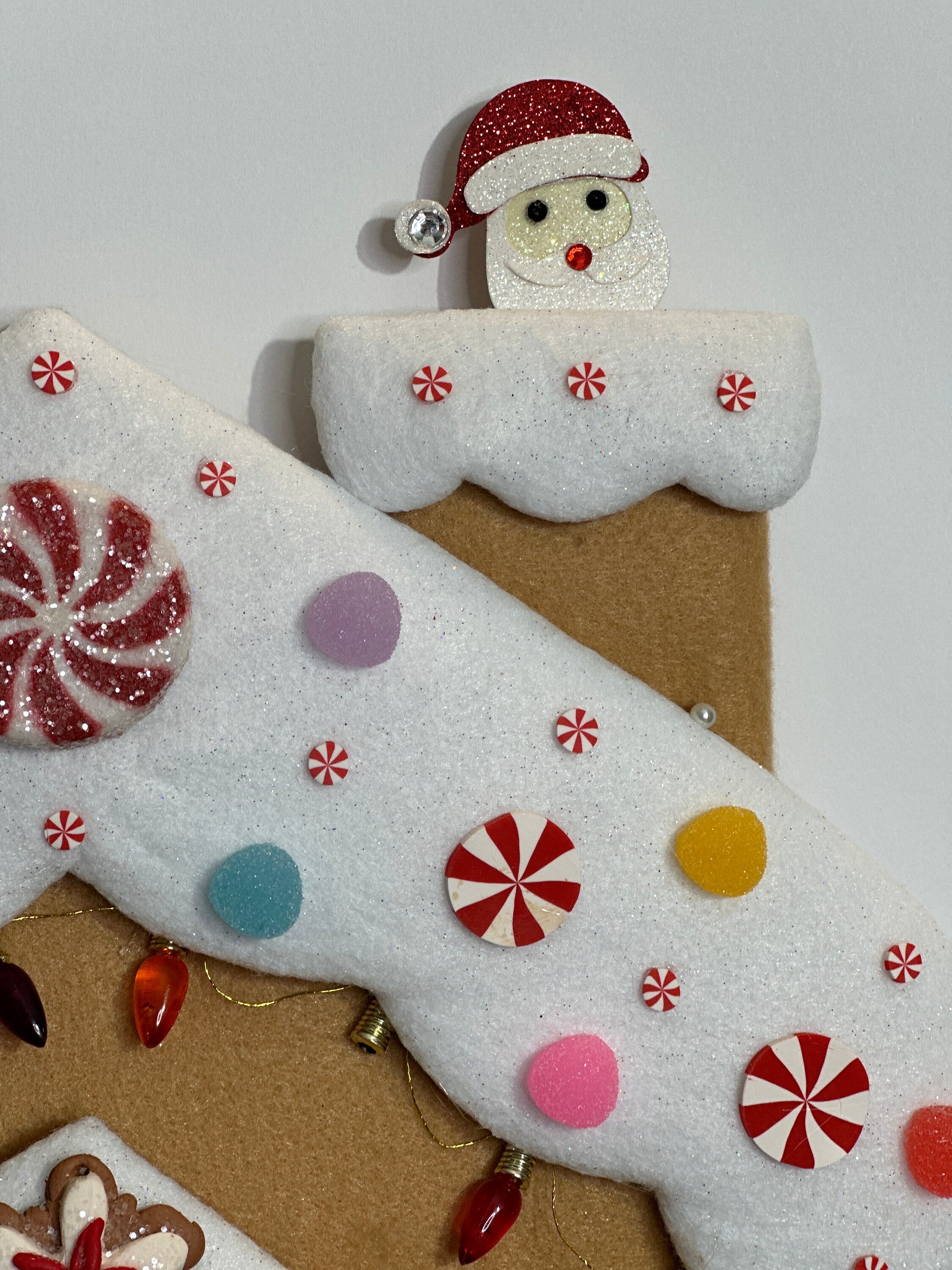 Christmas Gingerbread House Wreath Attachment, Glittered Gingerbread ...