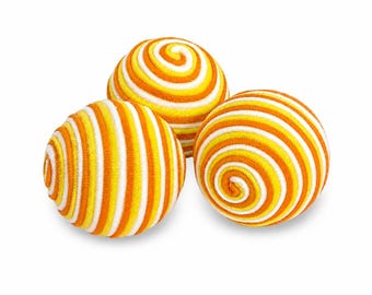 Candy corn swirl balls set of 3 handmade wreath attachments, decorative accents for centerpieces tiered trays and home décor