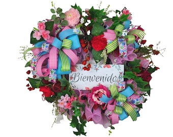 Bienvenido Everyday Door Wreath, Spanish Everyday Wreath, Welcome Front Door Décor,  Home Décor, Home Decoration, Festive Welcome Decoration