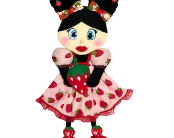 Strawberry Girl Wreath Attachment: Handmade Summer Kitchen Wall Decor