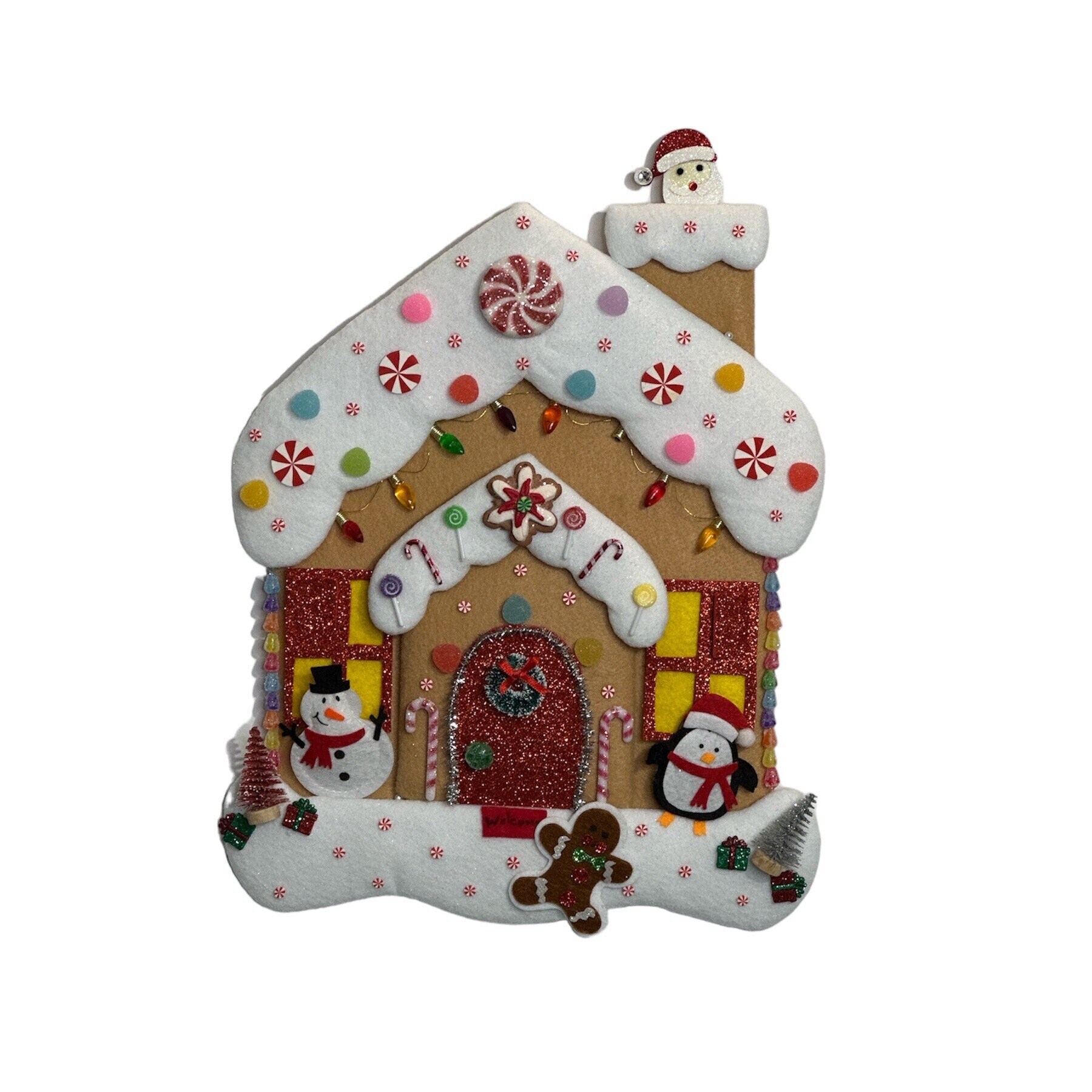 Christmas Gingerbread House Wreath Attachment, Glittered Gingerbread ...