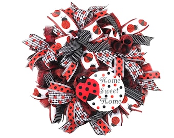 Ladybug Wreath: Home Sweet Home Front Door Decor