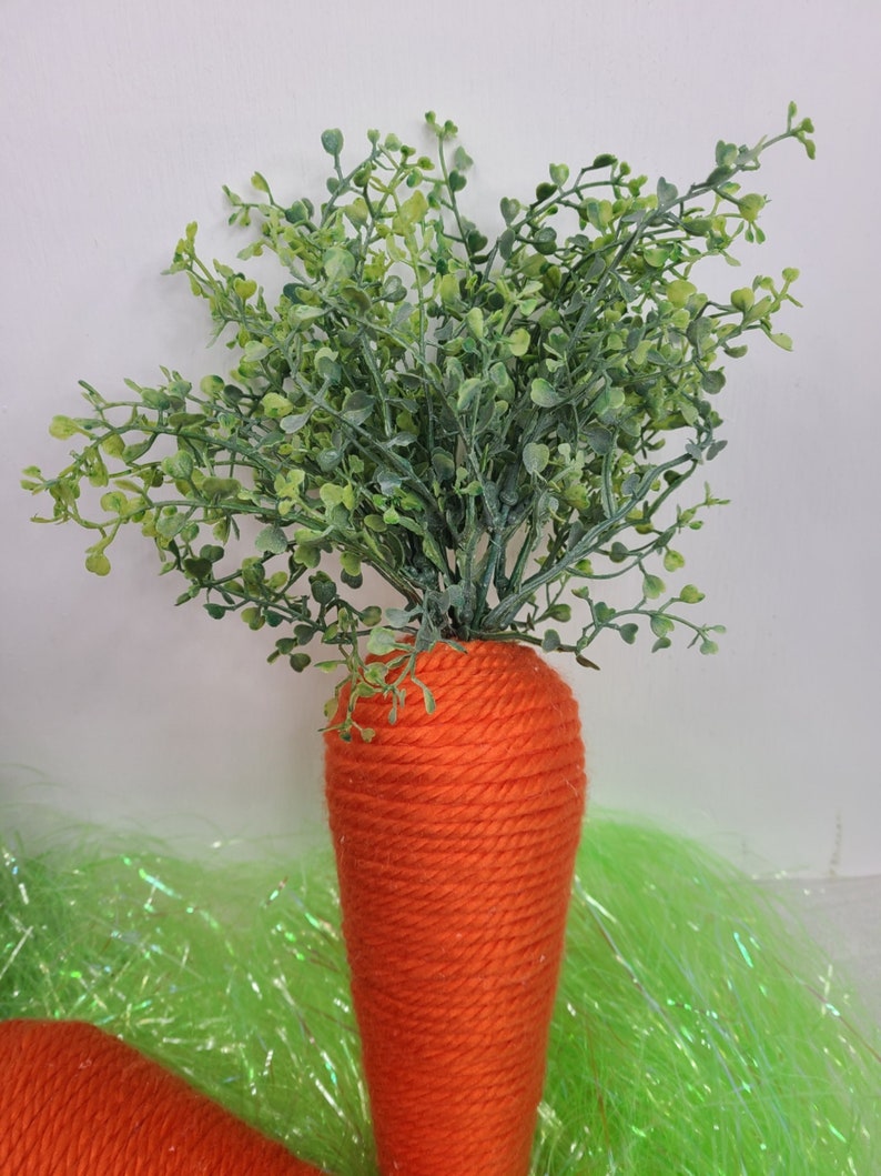 Large Orange Carrot for Wreath Attachments or Easter decor, Carrot, Chunky Carrot, Carrot with Greenery, Faux Carrot, Easter Decorations image 5