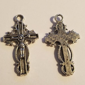 Ornate Cross with Jesus Image, antiqued cross for rosary or pendant, rosary supplies, religious cross, catholic cross