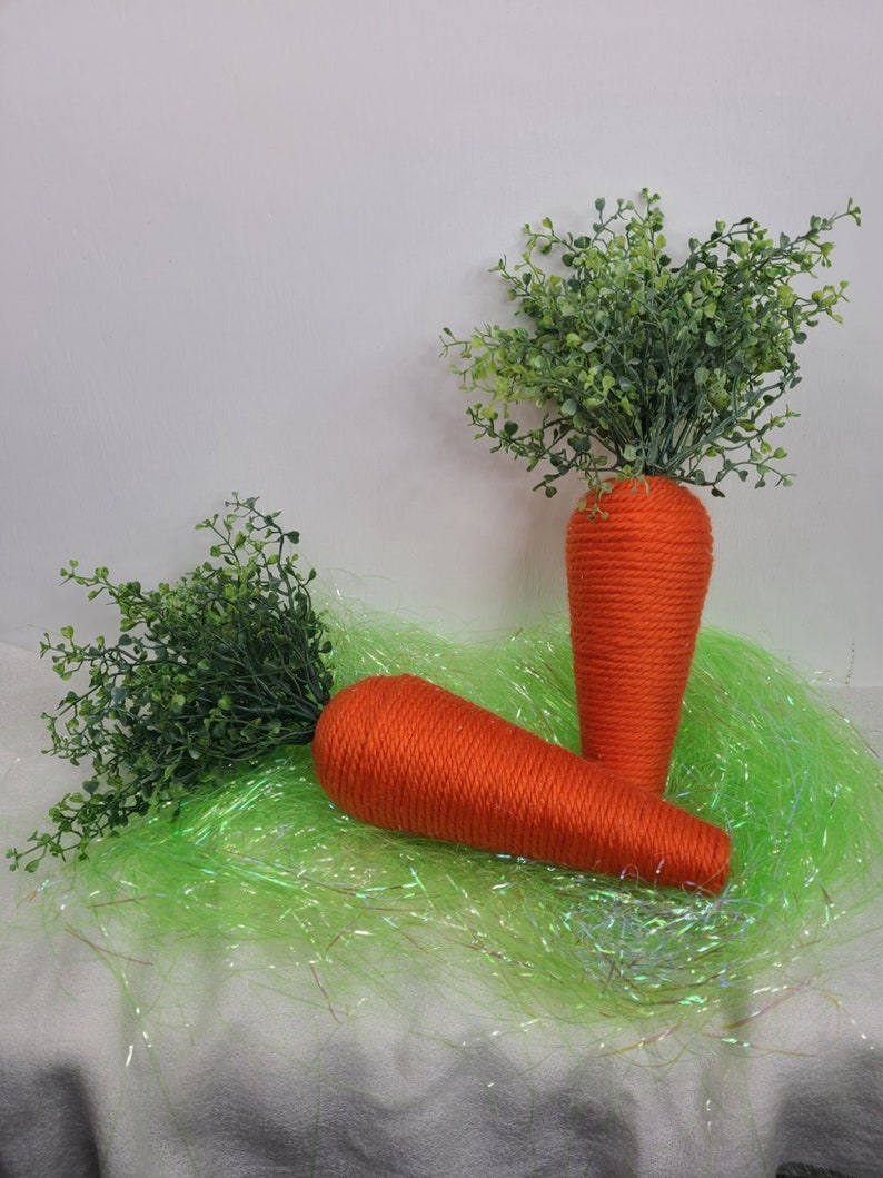 Large Orange Carrot for Wreath Attachments or Easter decor, Carrot, Chunky Carrot, Carrot with Greenery, Faux Carrot, Easter Decorations image 8